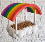 3D Printed Rainbow Cloud Hanging Bird Feeder | Garden Decor | Bird Lover Gift