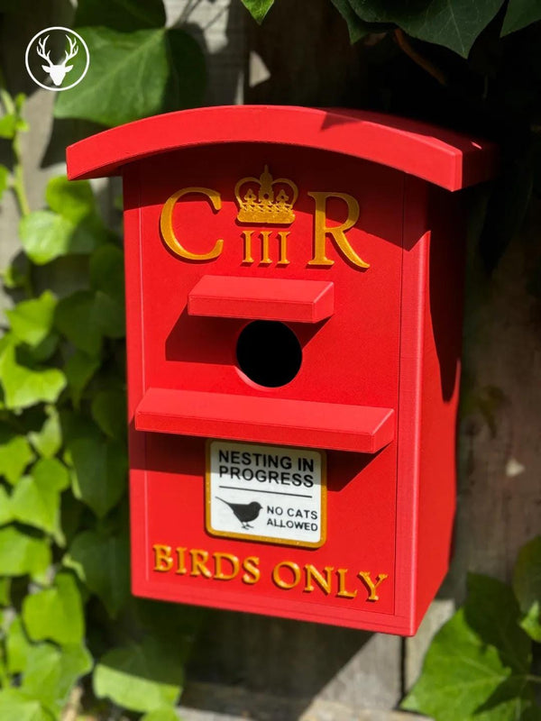 UK Postbox Bird Box | Unique Birdhouse for Gardens & Bird Lovers | Garden Decor | Nest Box | Personalised | Christmas Gift Idea