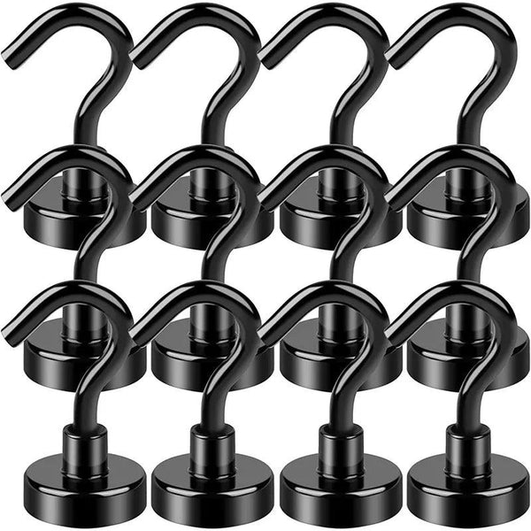 10 Pack Ultra Strong Black Magnetic Hanging Hooks - Elite Outdoor Living