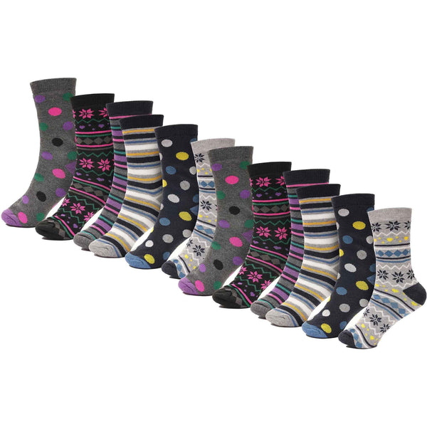 12 Pack Womens Thermal Winter Socks Extra Warm for Cold Weather High Insulation with 2.3 Tog Rating Perfect for Work Boots and Outdoor Activities by Heatwave Thermalwear