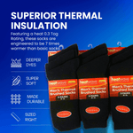 24 Pairs Mens Black Thermal Socks Warm Work Boot Socks Superior Insulation Cold Weather Double Brushed Advanced Knitting Technology Extra Warmth by Heatwave Thermalwear