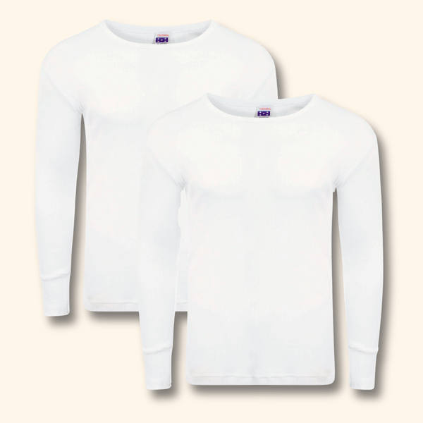 2 Pack Men's Thermal Underwear Long Sleeve Tops Warm Durable Baselayer Insulated Brushed Yarn for Running Hiking Cold Weather Sportswear Durable Winter Clothing Small to XXL White Black Grey Navy by Heatwave Thermalwear