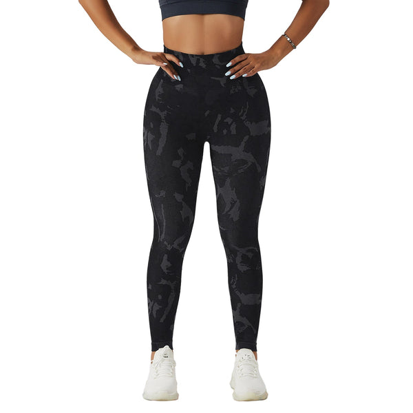Camouflage Peach Hip Raise Fitness Pants Women's Quick-drying