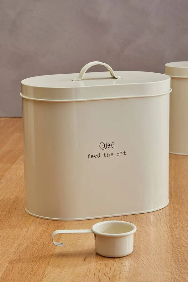 Adore Pets 6.5Ltr Feed The Cat Food Cream Storage Bin With Spoon - Elite Outdoor Living