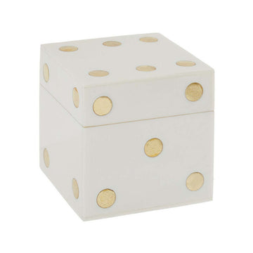 Churchill Games White and Gold Dice Box with Five White Dice