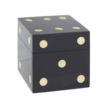 Churchill Games Black and Gold Dice Box with 5 Black Dice
