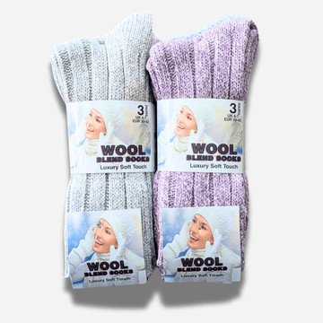 6 Pairs Women's Ultra Chunky Wool Thermal Socks for Outdoor Activities Warm Thick Insulated Winter Work Boots Sock Size UK 4-7 EU 37-40 Assorted Colours by Sock Stack