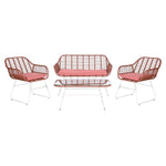 Table Set with 3 Armchairs DKD Home Decor 124 x 74 x 84 cm Metal synthetic rattan