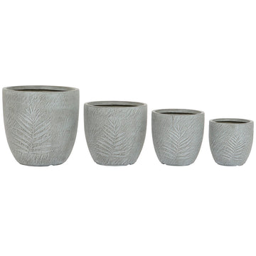 Set of Planters Home ESPRIT Light grey Fibreglass Magnesium 44 x 44,5 x 43 cm (4 Units)