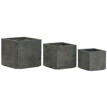 Set of Planters Home ESPRIT Dark grey Fibreglass Magnesium 44,5 x 44,5 x 43 cm (3 Units)