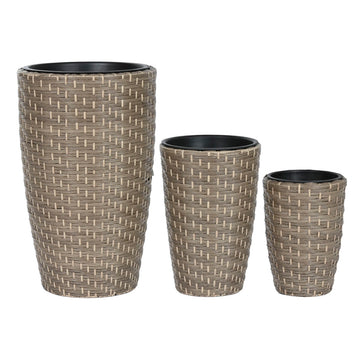 Set of Planters Home ESPRIT polypropylene Rattan 37 x 37 x 60 cm