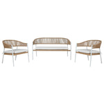 Table Set, Desk and 2 Chairs Home ESPRIT Aluminium Crystal synthetic rattan 126 x 63 x 67 cm