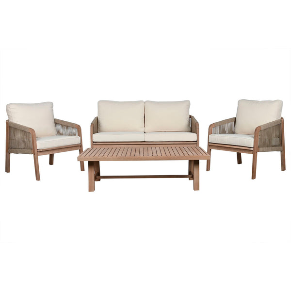 Table Set with 3 Armchairs Home ESPRIT Brown Rope Acacia 138 x 79 x 83 cm