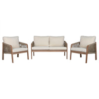 Table Set with 3 Armchairs Home ESPRIT Brown Rope Acacia 138 x 79 x 83 cm