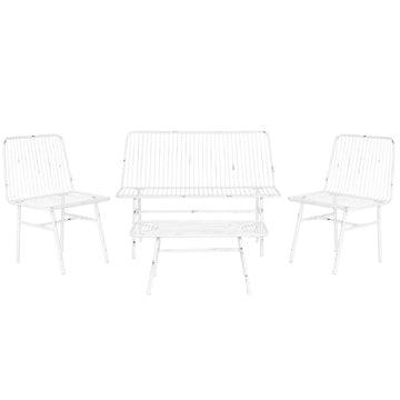 Table Set with 3 Armchairs Home ESPRIT White Metal 115 x 53 x 83 cm