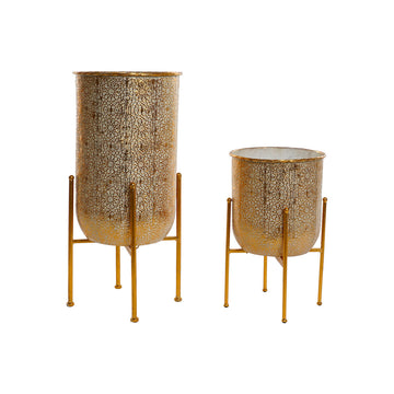 Set of Planters Home ESPRIT Golden Metal Modern 30 x 30 x 62,5 cm (2 Pieces)