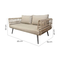 2-Seater Sofa Ariki Steel Rattan synthetic rattan 161 x 84 x 67 cm