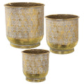 Set of Planters Alexandra House Living White Golden Metal (3 Pieces)