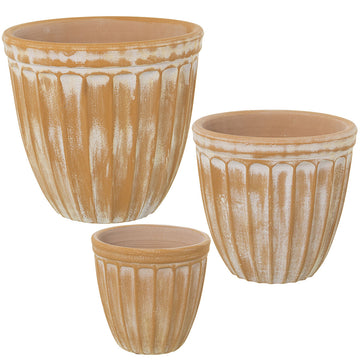 Set of Planters Alexandra House Living Yellow Ceramic (3 Pieces)