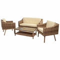 Table Set with 2 Armchairs Alexandra House Living Brown Natural 4 Pieces