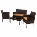 Table Set with 2 Armchairs Alexandra House Living Brown 4 Pieces