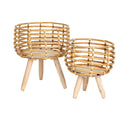 Set of Planters Romimex Natural wicker Legs (2 Pieces)