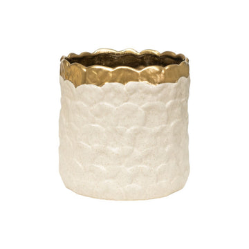 Planter Romimex White Golden Porcelain 19 x 18 x 19 cm