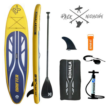 Inflatable Paddle Surf Board with Accessories Kohala Drifter Yellow (290 x 75 x 15 cm)