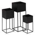 Set of Planters Black Metal 26 x 26 x 70 cm (3 Units)