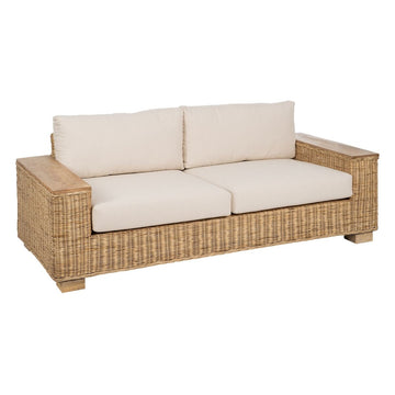 Garden sofa Natural Mango wood Foam Natural Fibre 198 x 88 x 67 cm