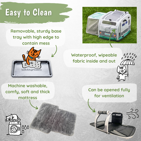 Pet travel crate with features highlighted on a white background