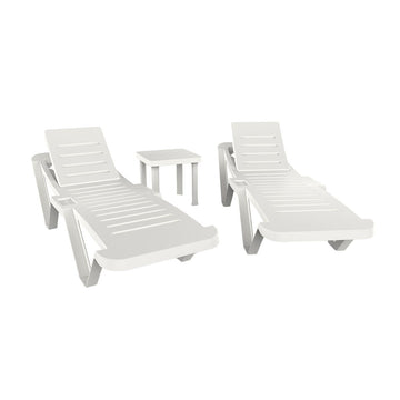 Table Set with Sun Loungers Resol Master + Andorra White 3 Pieces