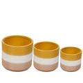 Set of Planters Romimex Yellow Beige Ceramic (3 Pieces)