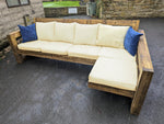 Solid Wood Garden Sofa 4 seat with leg rest