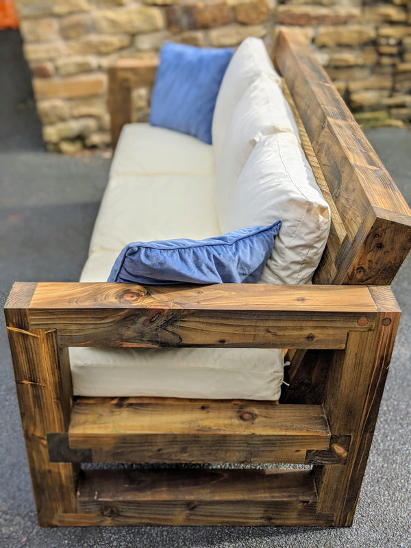 Solid Wood Garden Sofa 3 seat