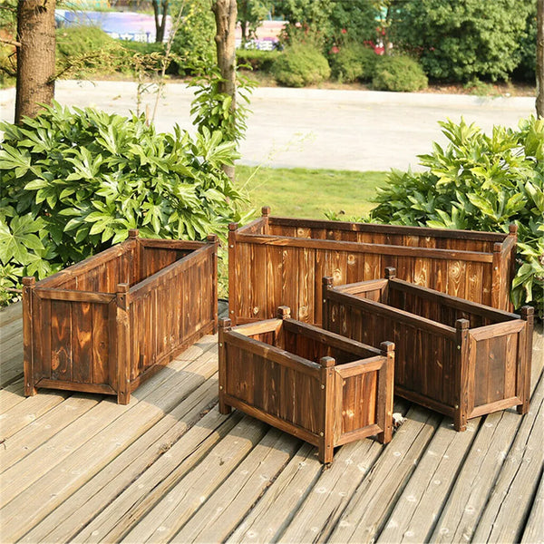 Wooden Raised Flower Bed Indoor Outdoor Vegetable Herb Planter Pot Garden Bed Flower Display - Elite Outdoor Living