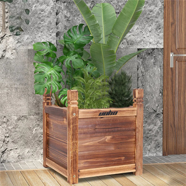 Wooden Raised Flower Bed Indoor Outdoor Vegetable Herb Planter Pot Garden Bed Flower Display - Elite Outdoor Living