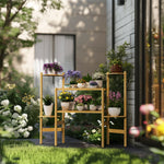 6 Tier Natural Bamboo Plant Stand Holder Corner Flower Pot Display Book Photo for Living Room Balcony Garden - Elite Outdoor Living