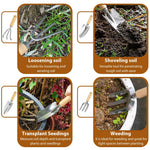 9 Piece Garden Weeding Tools Stainless Steel Gardening Tool Set with Wooden Handle, Weeder - Elite Outdoor Living