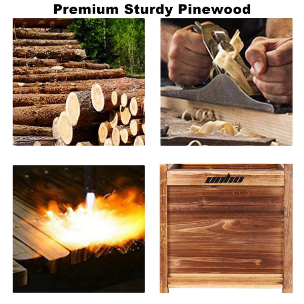 Wooden Raised Flower Bed Indoor Outdoor Vegetable Herb Planter Pot Garden Bed Flower Display - Elite Outdoor Living