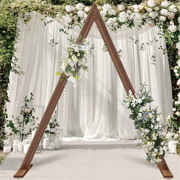 10.2FT Tall Rustic Triangle Wedding Arch Thicken Wooden Backdrop Stand Frame for Garden Wedding Ceremony Decorations - Elite Outdoor Living
