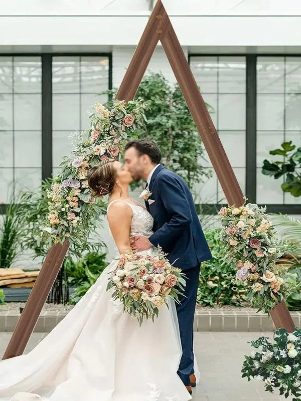 10.2FT Tall Rustic Triangle Wedding Arch Thicken Wooden Backdrop Stand Frame for Garden Wedding Ceremony Decorations - Elite Outdoor Living