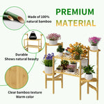 6 Tier Natural Bamboo Plant Stand Holder Corner Flower Pot Display Book Photo for Living Room Balcony Garden - Elite Outdoor Living
