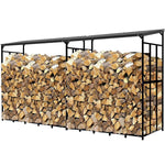70" Outdoor Metal Log Store Stack Holder Wood Firewood Rack Garden Storage Shed with Waterproof Roof - Elite Outdoor Living