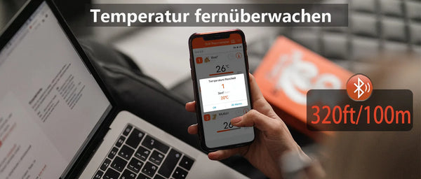 Wireless Bluetooth Meat Thermometer Digital BBQ Kitchen Thermometer Support 6 Probe for Smoker Cooking Grill Oven Candy - Elite Outdoor Living