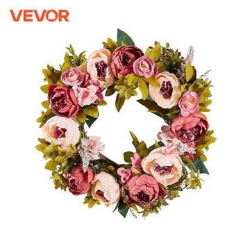 VEVOR Artificial Decorative Wreath Decorated with Peonies Hydrangeas Babysbreath Year Round Wreath for Wall Wedding Decorations