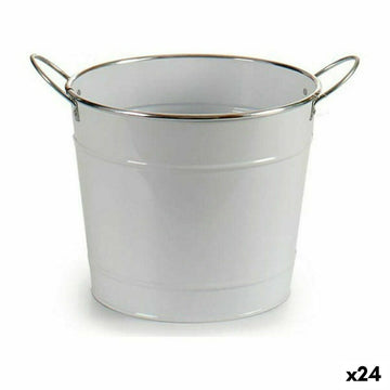 Planter With handles Silver Metal White (23 x 19,5 x 30,5 cm) (24 Units)