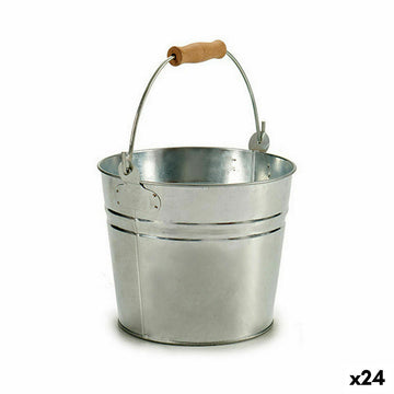 Planter Bucket Silver Wood Zinc 22,5 x 27 x 22 cm (24 Units)