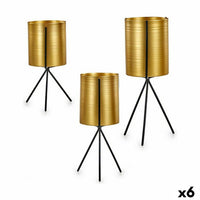 Set of Planters Black Golden Metal (6 Units)