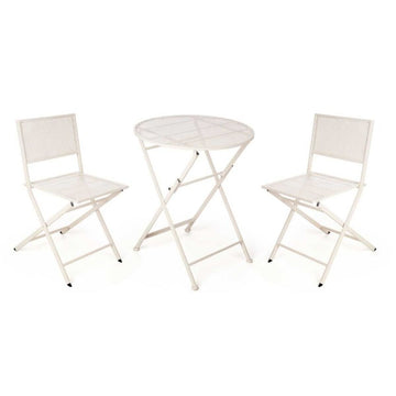 Table set with 2 chairs White